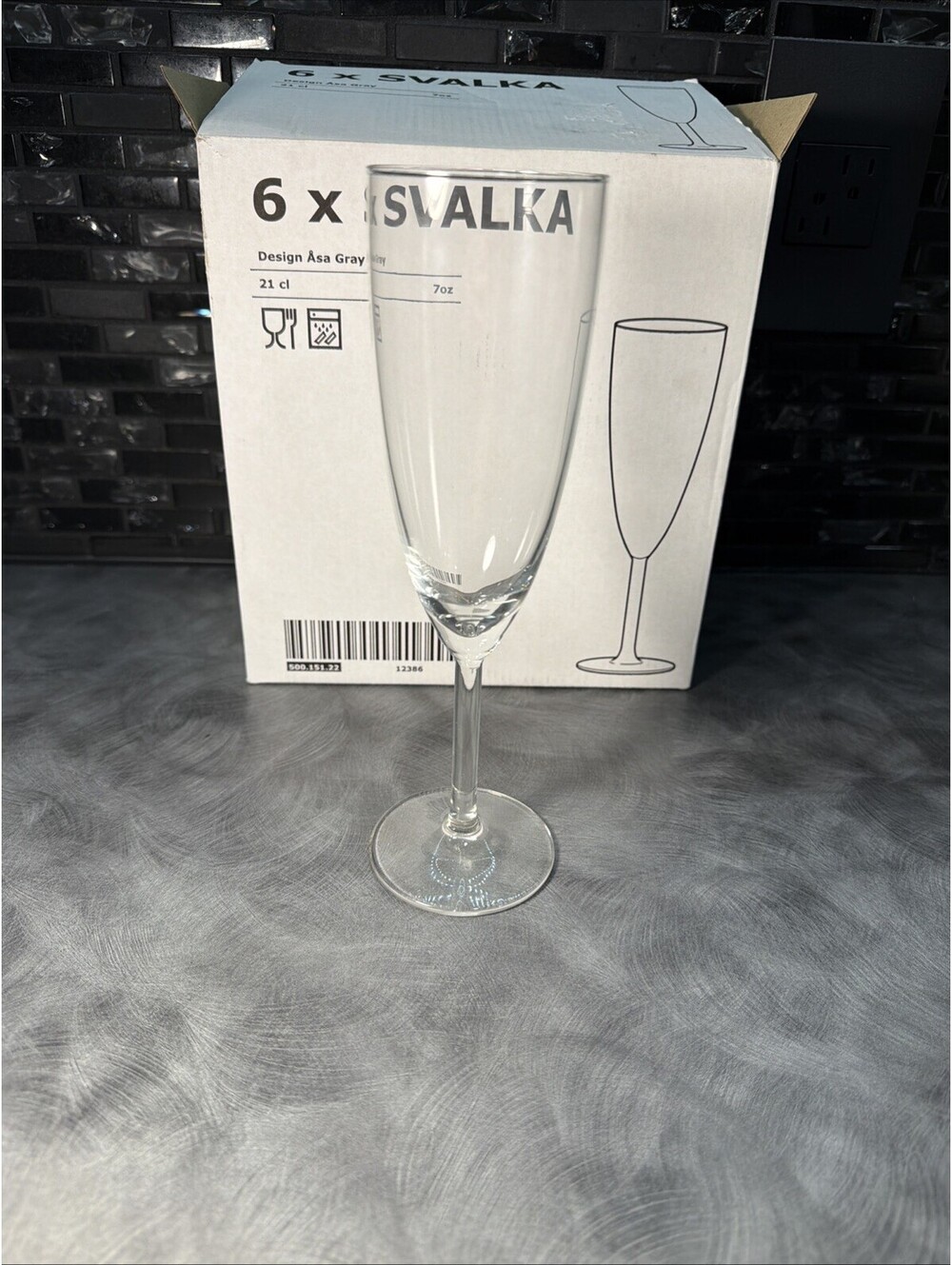 IKEA Swedish Champagne Flute Clear Glass 6 pack 500.151.22 Tall Slender Åsa Gray - Picture 3 of 6